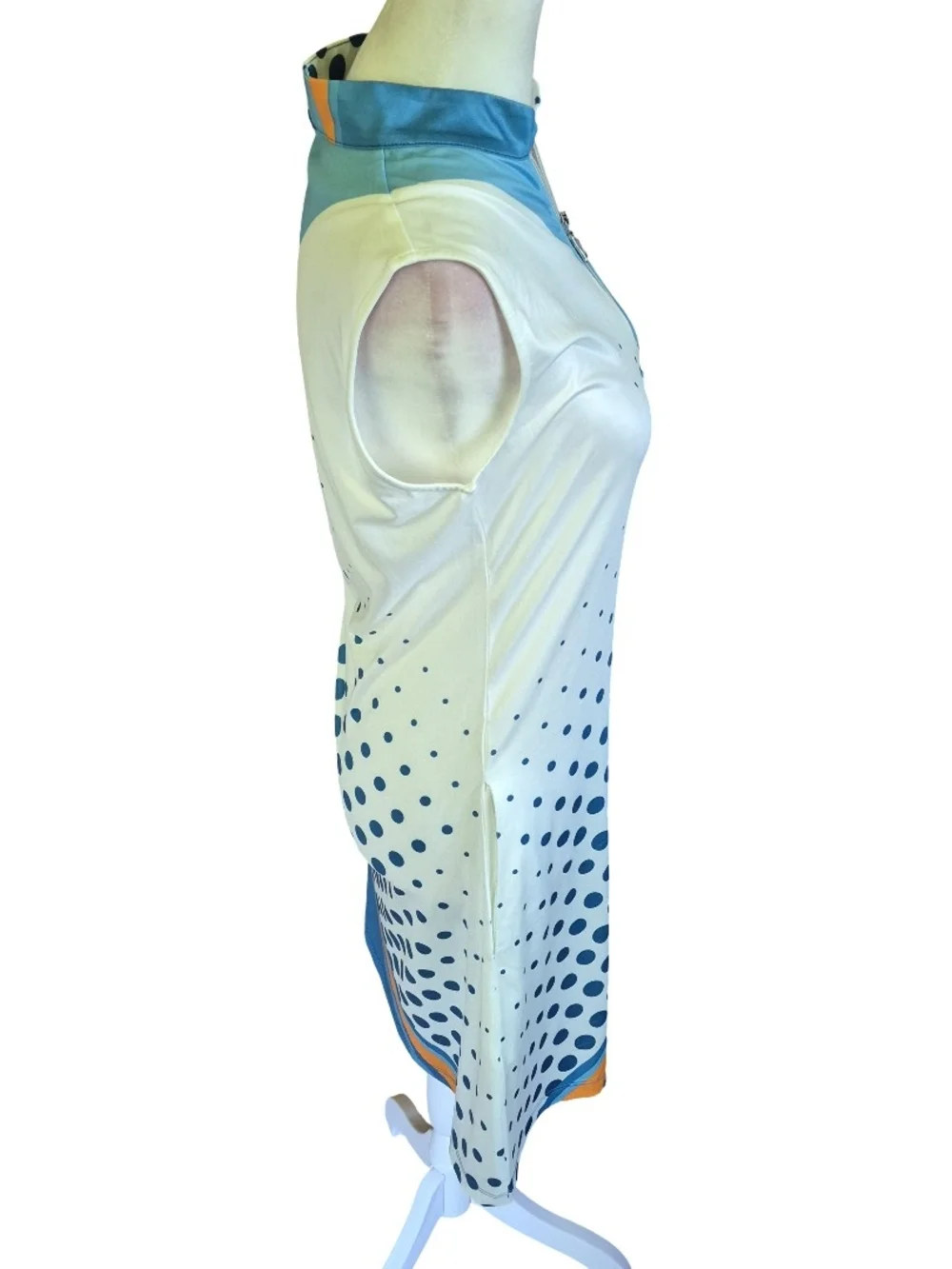 Acegolfs Sleeveless Active Dress in Blue, Teal and Orange - Sporty Zip Front - Picture 2 of 9
